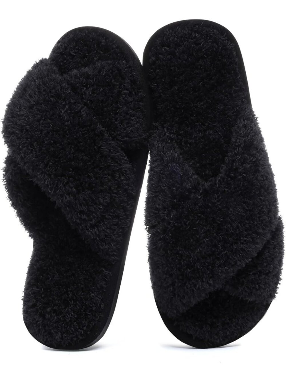 Women Black Cherry Velvet Memory Foam Fuzzy House Slipper Soft Open-Toe Slippers